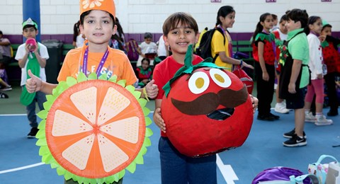 Students dressed as vegetables